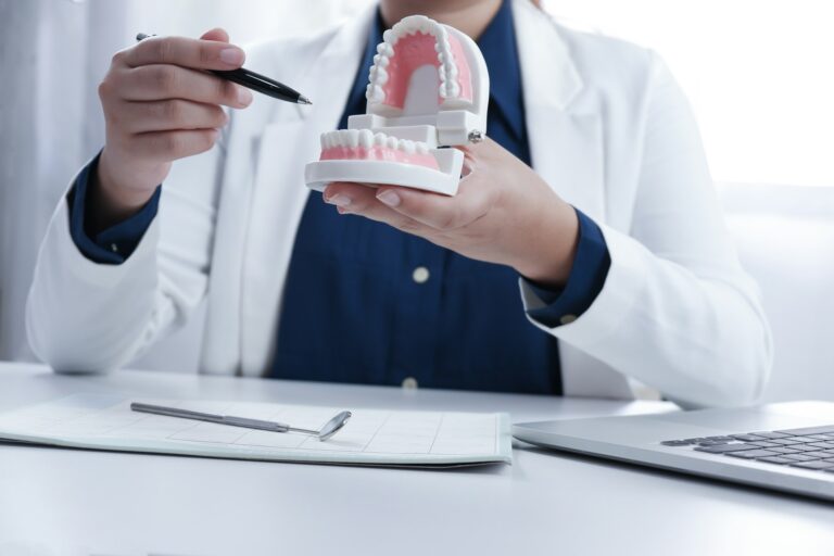 Dentist working in dental clinic